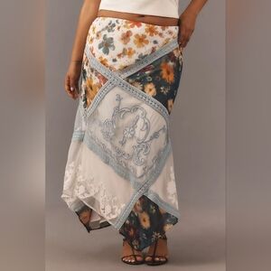Anthropologie A+ Floral Lace Printed Mermaid Maxi Skirt